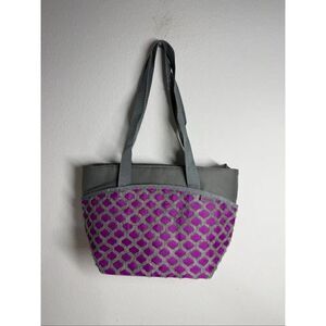 Thermos Insulated Lunch Bag Cooler Tote Reusable Carry Food Storage Gray Purple